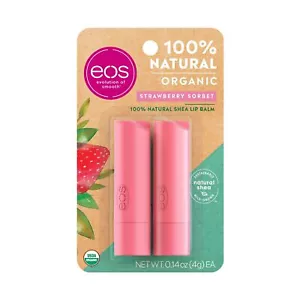 Bálsamo labial orgánico eos USDA sorbete fresa cuidado de labios hidratación duradera - Imagen 1 de 6