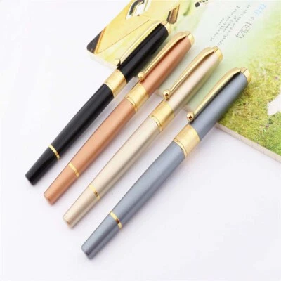 Pluma Estilográfica y Convertidor Hero 7055 Metal, Plumín Fino, Borde Dorado, 4 Opciones de Color Foto 1 de 2