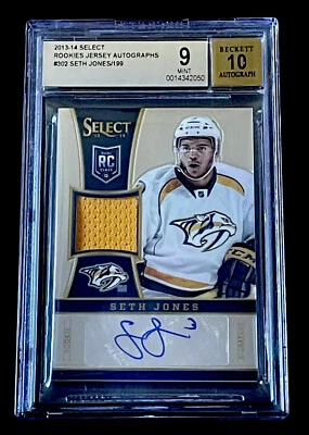 SETH JONES ROOKIE 2013-14 Panini Select  Jersey AUTOGRAPH BGS 9 MINT Auto 10 - Image 1 of 2