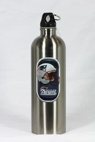 NFL New England Patriots Stainless Steel Water Bottle w/ Steel Clip Attached Cover