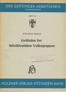 Documento especializado SUDOSTDEUTSCHE VOLKSGRUPPEN, B. SARIA, círculo de trabajo de Göttinger, 1954 - Imagen 1 de 1