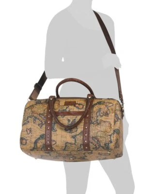 New PATRICIA NASH European Map Milano Weekender Duffel Bag~Coated Linen Canvas - Image 1 of 3