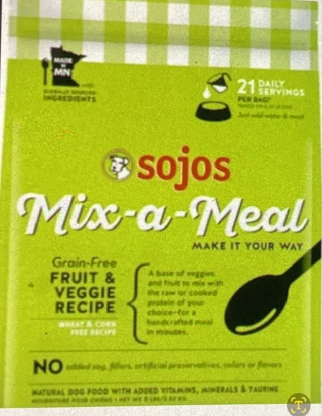 Comida para perros Sojos Mix-A-Meal premezcla de frutas y verduras sin granos, bolsa de 8 libras Foto 1 de 2