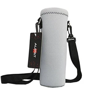 Water Bottle Sling Bag Carrier Crossbody Sleeve,Insulated Neoprene Pure Grey - Picture 1 of 6