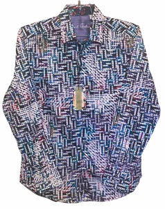 Camisa Pequeña Robert Graham ORLANDO para Hombre Con Botones Clásica Calce Relajado Puño Abatible - Imagen 1 de 8