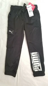 New PUMA KIDS Boy's Size 5 Black w/ Logo Track Sweat Active Athletic Pants $36 - Picture 1 of 8