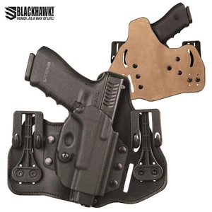 Blackhawk 3 Slot Leather Tuckable Pancake Holster S&W M&P Shield RH (09)- Black - Picture 1 of 1