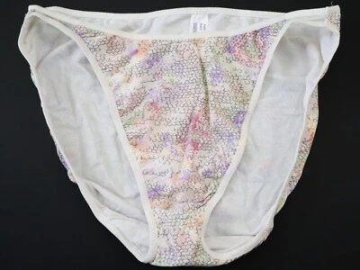 全新 Barely There True 复古 Y2K 00s 丝绸超细纤维字符串比基尼内裤 大号 — 第 1/4 张图片