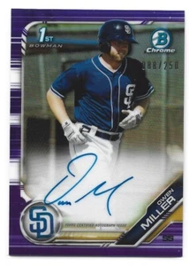 Owen Miller - 2019 Bowman Chrome 1st Bowman Auto Purple Refractor /250 Padres - Picture 1 of 2