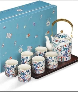 Fanquare Boxed Chinese Tea Set Teapot 6 Cups Stunning Design - Picture 1 of 6
