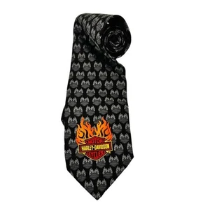 Harley Davidson Silk Tonal Tie Ralph Marlin Flame Shield - Picture 1 of 4
