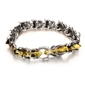 Vintage Dragon Chain Hiphop Stainless Steel Wristband for Men Punk Bracelet Gift - Picture 1 of 8