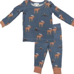 NWT Angel Dear Loungewear Pajamas Blue Moose 5 - Picture 1 of 3