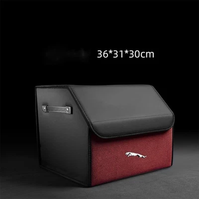 Leather Car Rear Trunk Storage Luggage Box Cargo Organizer For Jaguar Wine Red - Bild 1 von 4
