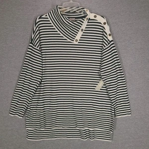 Suéter Chicos Zenergy Mujer Grande Negro Blanco Rayas Cuello Dividido Túnica Algodón - Imagen 1 de 15