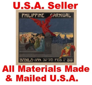 *COOL! Manila Carnival Color Print/POSTER 23x21.3 in. Vintage 1915 Devil Demon! - Picture 1 of 3