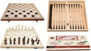 Nardy 3 in 1 40 x 40 cm Backgammonspiel Schachspiel Brettspiele aus Holz Spiel 