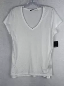NWT Tahari Women's White V Neck Short Sleeve T-Shirt L - Picture 1 of 13