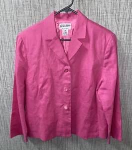 Pendleton Womens Pink Linen 3 Button Jacket Size 14 - Picture 1 of 6
