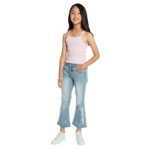 JUICY COUTURE MID RISE CROP KICK FLARE:LIGHT WASH DENIM:Size 14 Kids NWT - Picture 1 of 14