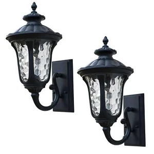44cm Traditional Black Aluminium Ornate Victorian IP44 Lantern - 2 Pack - Picture 1 of 8