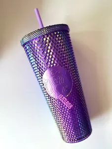 Starbucks 24Oz Venti Purple Oil Slick Studded Cold Cup Tumbler NEW Summer 2022 - Picture 1 of 4