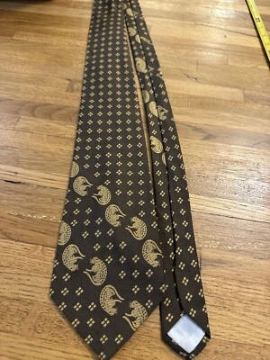 Мужской винтажный корсар коричневый бежевый галстук из полиэстера 60-е 70-е ретро - Изображение 1 из 4