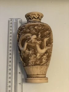 Geschnitzte Harz Vase Drache 6,5" cm Vintage - innen lesen - Bild 1 von 7