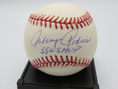 Johnny Podres Autographed NL Baseball PSA/DNA Authentic 55 WS MVP Inscription - Image 1 of 4