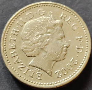UK, Com 1 Pound, 2002 Elizabeth II (4th Portrait), KM# 1030, Ni-Brass (B-010) - Picture 1 of 2