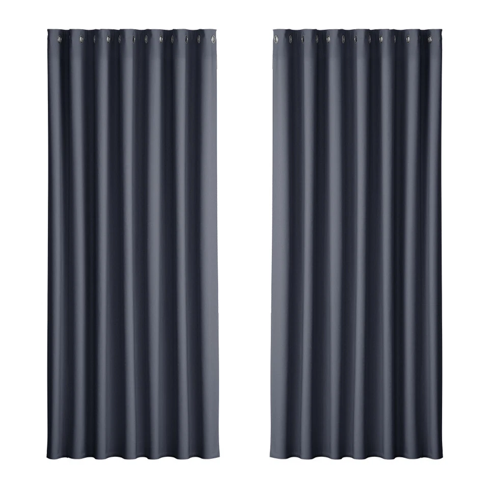 Artiss 2X Blockout Curtains Blackout Window Curtain Eyelet 240x230cm Charcoal