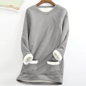 Warmer Damenpullover Sherpa gefüttert Fleece Rundhalsausschnitt Loungewear Sweatshirt Gr. 2XL - Bild 1 von 3