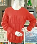 Cos Coral Linen/Cotton Blend Ribbed & Tiered Long Sleeve Round Neck Jumper