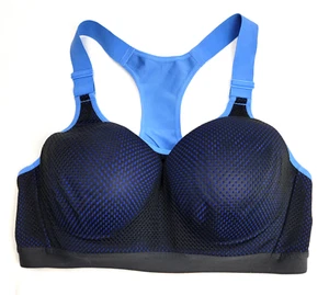 Victoria’s Secret VSX Sport Bra Size 38D Underwire Lined Blue Mesh Black - Picture 1 of 13