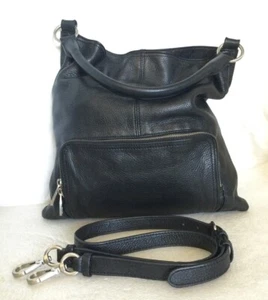 Large TRENERY Black Leather Hobo/Cross Body/Shoulder Bag / Handbag - Picture 1 of 12