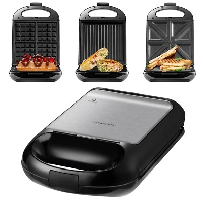STEINBORG 3in1 Sandwichmaker Elektrogrill Waffeleisen Kontaktgrill Sandwichtoaster