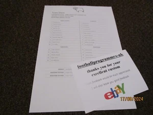 DERBY COUNTY U18's v LIVERPOOL U18's 2024/25 AUG 17th TEAM SHEET score 5-1 - Picture 1 of 1