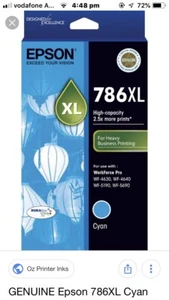 Genuine Epson 786XL Cyan Ink Cartridge For Epson Pro WF-4630 WF-4640 - Picture 1 of 1