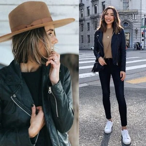 Madewell The Washed Leather Black Moto Biker Jacket Lightweight Leather Size XS - Picture 1 of 16