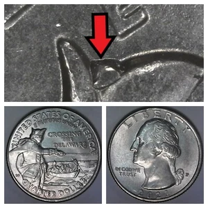 2021-P Washington Crossing Delaware Die Chip on Hat Error/Variety Quarter Circ. - Picture 1 of 4