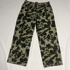 Pantalone vintage 38x28 anatra mimetico giungla anni 60 70 tela caccia foderato pile - Foto 1 di 8