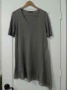 Eileen Fisher Leinen und Seide asymmetrisches Kurzarm Lagenlook Kleid S? - Bild 1 von 7