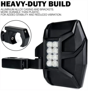 OHMU UTV RZR Side Rear View Mirrors w/ LED Lights,Wiring Harness and Rocker Swit - Picture 1 of 6
