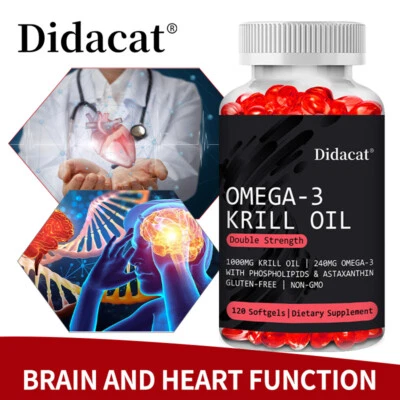 Antarctic Krill Oil Omega 3 1000mg with Phospholipids, Choline and Astaxanthin - Image 1 of 4