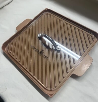Parrilla y plancha antiadherente Tristar Copper Chef con tapa de vidrio/prensa*12" Foto 1 de 4