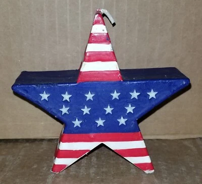 July 4th Patriotic American Flag Star Candle ~4"x4" New - Image 1 of 2