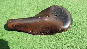 bike saddle A S leather Antique Bicycle Motorcycle Seate racing vintage - Picture 1 of 7