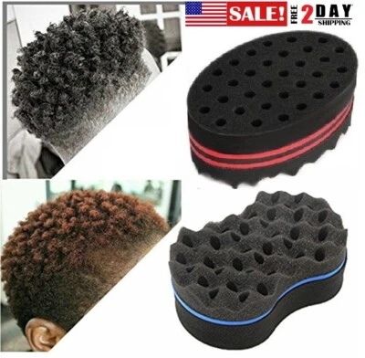 2× Hair Sponge Magic Barber Twist Curl Brush Sponge Dreads Locking Afro Coil Set - Image 1 of 4