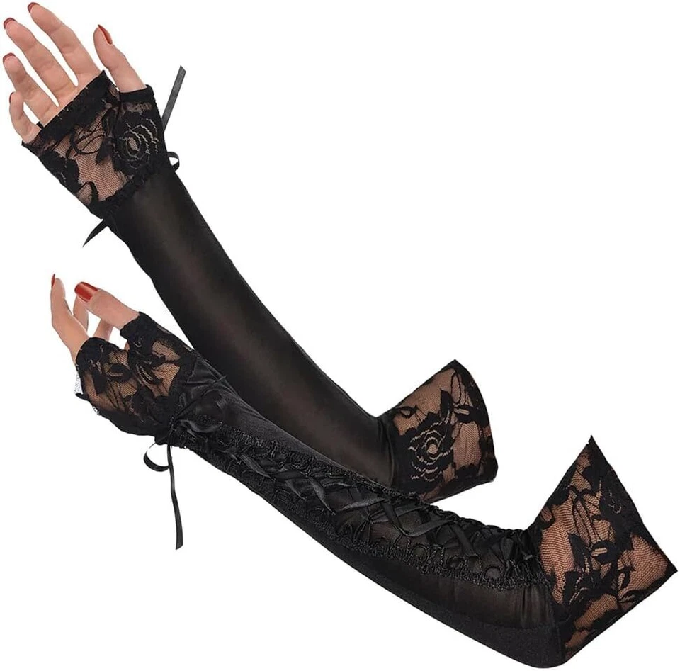 Corsé de Encaje Guantes Sin Dedos Elegante Vestir Halloween Adulto Disfraz Accesorio Foto 1 de 1