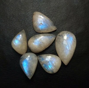 23.15 Ct Natural Rainbow Moonstone Blue Fire Lot Pear & Fancy Cab Good Quality - Picture 1 of 8